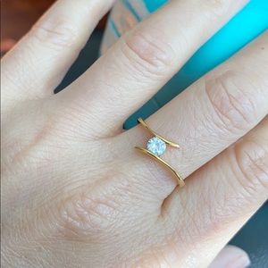 14K Solid Gold Mini CZ Ring Size 6